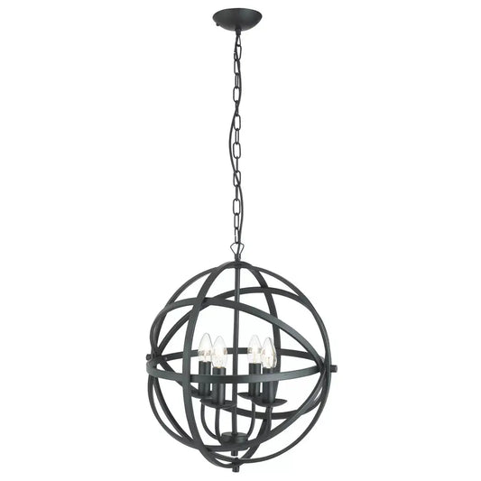 Searchlight Pendant Lights Orbit 4Lt Pendant - Black Metal - Searchlight Pendant Lights Orbit 4Lt Pendant - Black Metal
