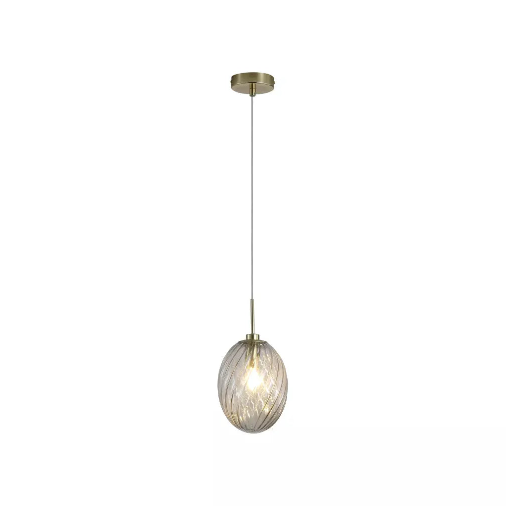 Searchlight Pendant Lights Whirl 1Lt Pendant, Satin Brass Metal with Champagne Glass - Searchlight Pendant Lights Whirl 1Lt Pendant, Satin Brass Metal with Champagne Glass
