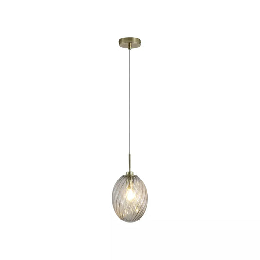 Searchlight Pendant Lights Whirl 1Lt Pendant, Satin Brass Metal with Champagne Glass - Searchlight Pendant Lights Whirl 1Lt Pendant, Satin Brass Metal with Champagne Glass