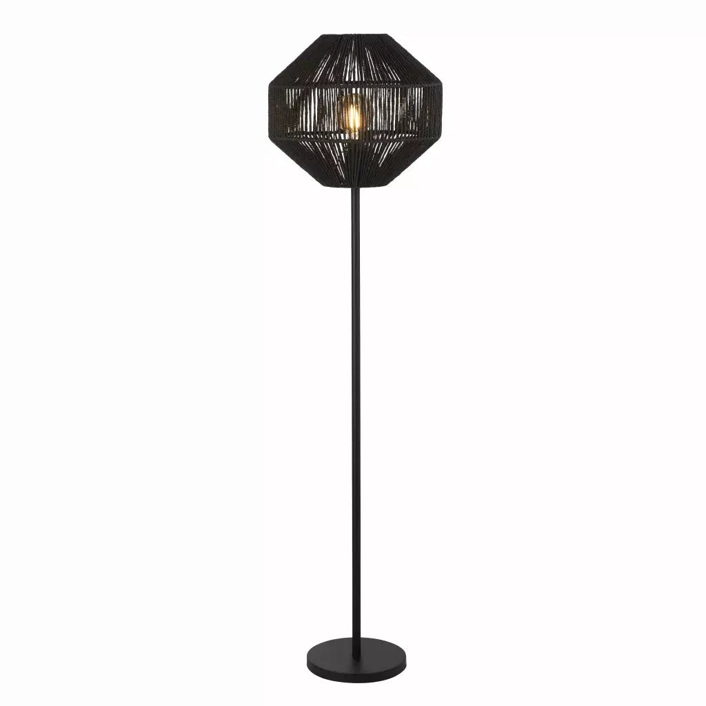 Searchlight Table Lamps Wicker Floor Lamp - Matt Black Metal & Black Rope Shade - Floor Lamps Searchlight Table Lamps Wicker Floor Lamp - Matt Black Metal & Black Rope Shade Floor Lamps