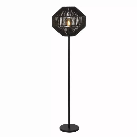 Searchlight Table Lamps Wicker Floor Lamp - Matt Black Metal & Black Rope Shade - Floor Lamps Searchlight Table Lamps Wicker Floor Lamp - Matt Black Metal & Black Rope Shade Floor Lamps