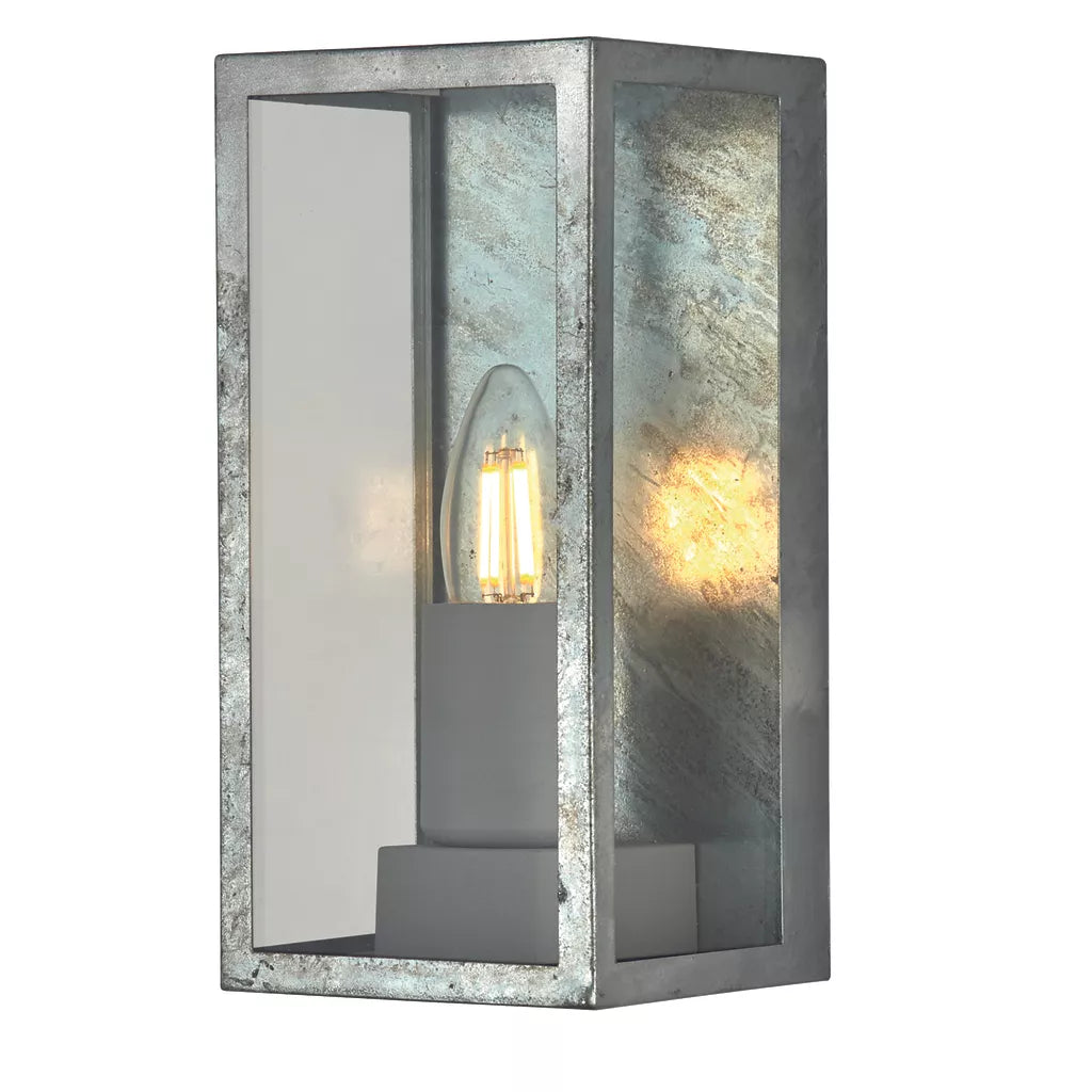 outdoor walllights Box II Outdoor Wall Light - Galvanised Silver Metal & Glass - outdoor walllights Box II Outdoor Wall Light - Galvanised Silver Metal & Glass