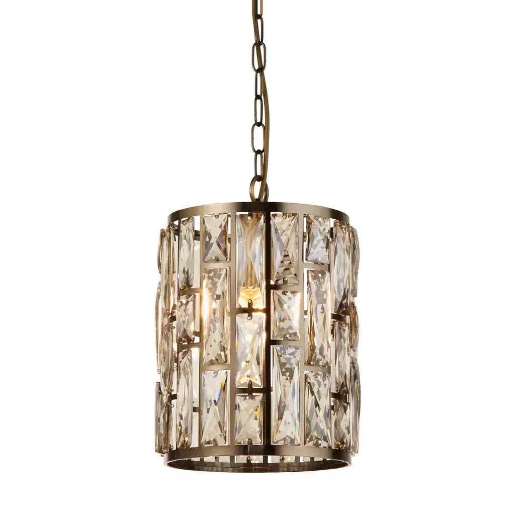 Searchlight Pendant Lights Bijou Pendant - Antique Brass Metal & Champagne Glass - Searchlight Pendant Lights Bijou Pendant - Antique Brass Metal & Champagne Glass
