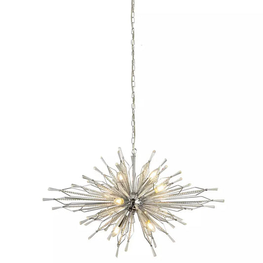 Searchlight Pendant Lights Starburst 8Lt Ceiling Pendant - Chrome & Glass - Searchlight Pendant Lights Starburst 8Lt Ceiling Pendant - Chrome & Glass