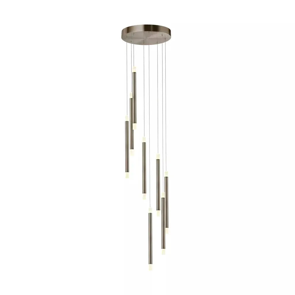 Searchlight Pendant Lights Tubes 8Lt LED Dingle Dangle Pendant Satin Nickel - Searchlight Pendant Lights Tubes 8Lt LED Dingle Dangle Pendant Satin Nickel