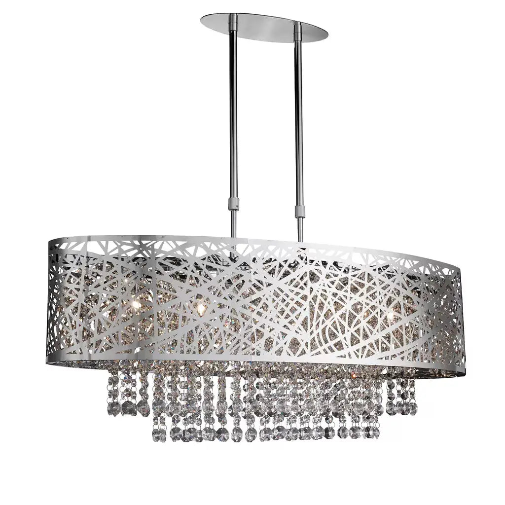 Searchlight Pendant Lights Mica 5Lt Semi -Flush - Chrome Metal - Searchlight Pendant Lights Mica 5Lt Semi -Flush - Chrome Metal