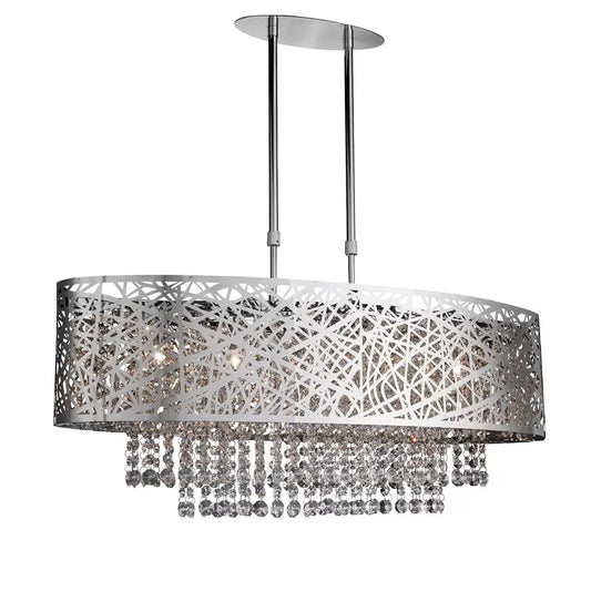 Searchlight Pendant Lights Mica 5Lt Semi -Flush - Chrome Metal - Searchlight Pendant Lights Mica 5Lt Semi -Flush - Chrome Metal