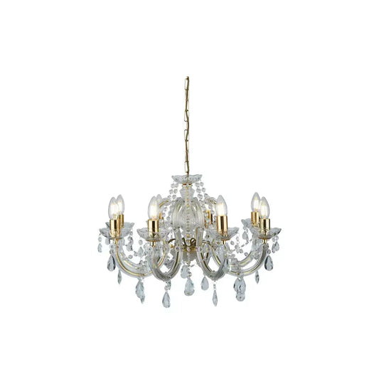 Searchlight Pendant Lights Marie Therese 8Lt Pendant - Polished Brass & Clear Acrylic - Searchlight Pendant Lights Marie Therese 8Lt Pendant - Polished Brass & Clear Acrylic