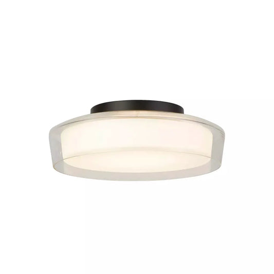 Searchlight Puck Flush - Black Metal, Clear & Opal Glass - Ceiling Lights Searchlight Puck Flush - Black Metal, Clear & Opal Glass Ceiling Lights