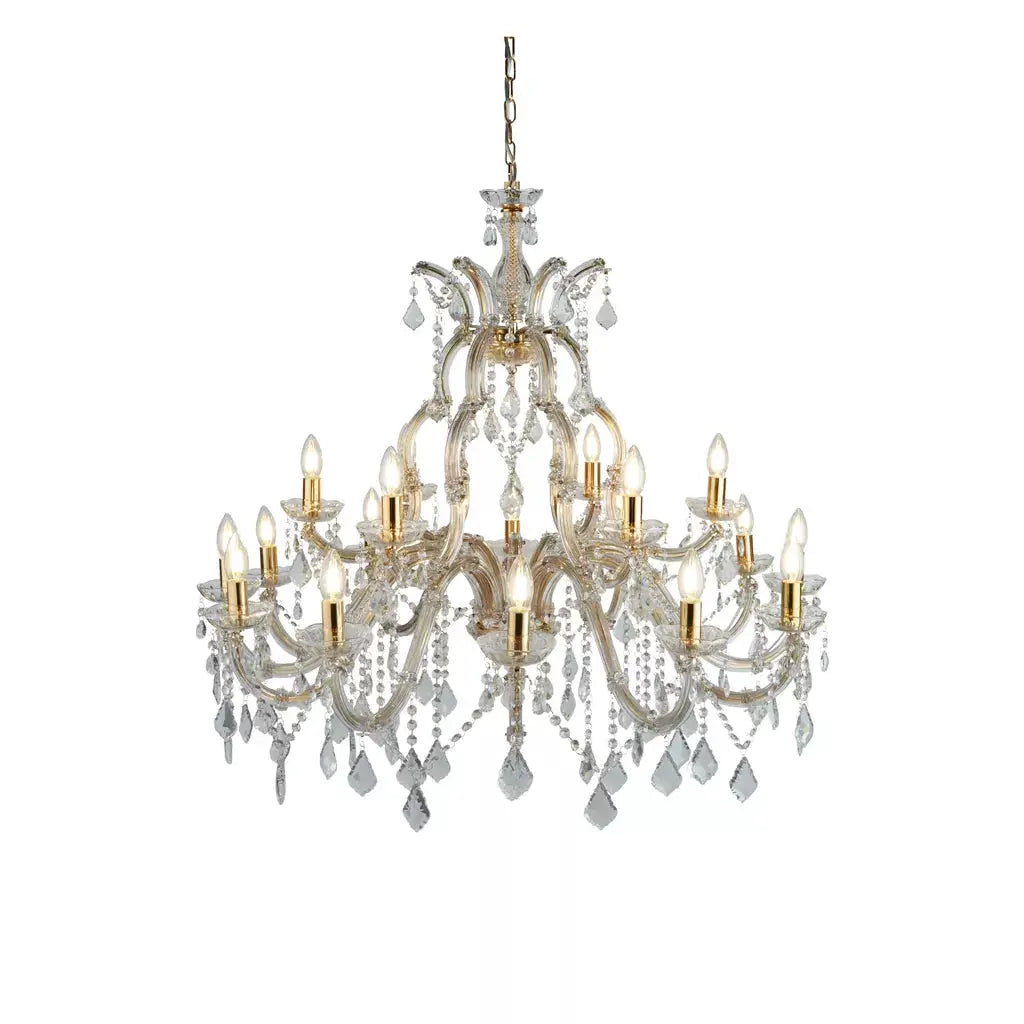 searchlight chandlier Marie Therese 18Lt Chandelier-Polished Brass & Clear Crystal - searchlight chandlier Marie Therese 18Lt Chandelier-Polished Brass & Clear Crystal