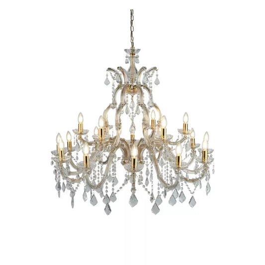 searchlight chandlier Marie Therese 18Lt Chandelier-Polished Brass & Clear Crystal - searchlight chandlier Marie Therese 18Lt Chandelier-Polished Brass & Clear Crystal