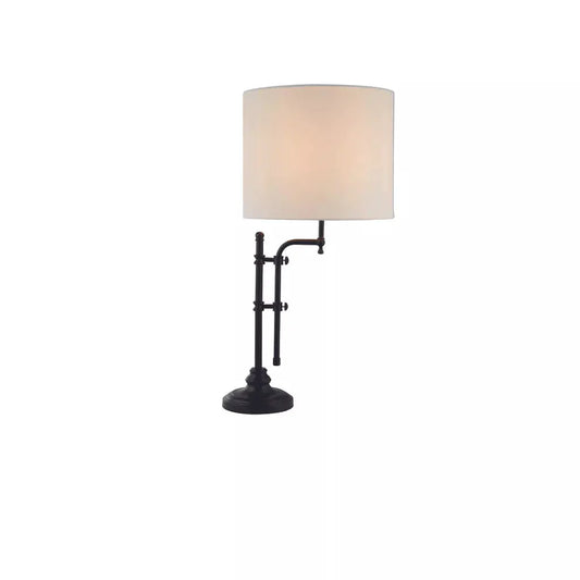 searchlight table lamps Munich Table Lamp - Matt Black Metal & Natural Linen Shade - searchlight table lamps Munich Table Lamp - Matt Black Metal & Natural Linen Shade