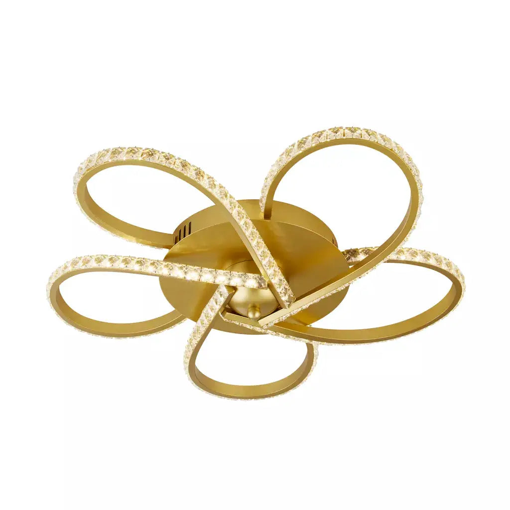 Searchlight Daisy 5Lt LED Flush Ceiling Light Gold and Clear Crystals - Ceiling Lights Searchlight Daisy 5Lt LED Flush Ceiling Light Gold and Clear Crystals Ceiling Lights