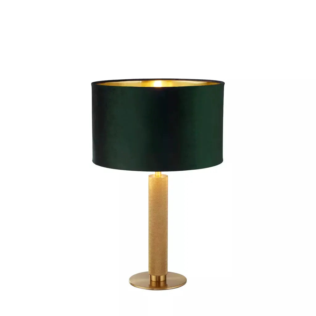 searchlight table lamps London Table Lamp - Knurled Brass & Green Velvet Shade - searchlight table lamps London Table Lamp - Knurled Brass & Green Velvet Shade