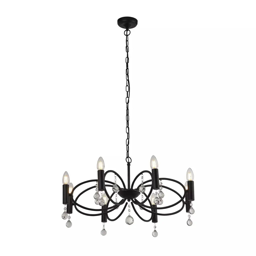 searchlight wall lights Infinity 8Lt Pendant - Black & Crystal Glass - searchlight wall lights Infinity 8Lt Pendant - Black & Crystal Glass