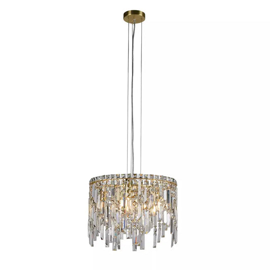 Searchlight Pendant Lights Lux & Belle 5LT Pendant-Satin Brass Metal & Clear Crystal - Searchlight Pendant Lights Lux & Belle 5LT Pendant-Satin Brass Metal & Clear Crystal