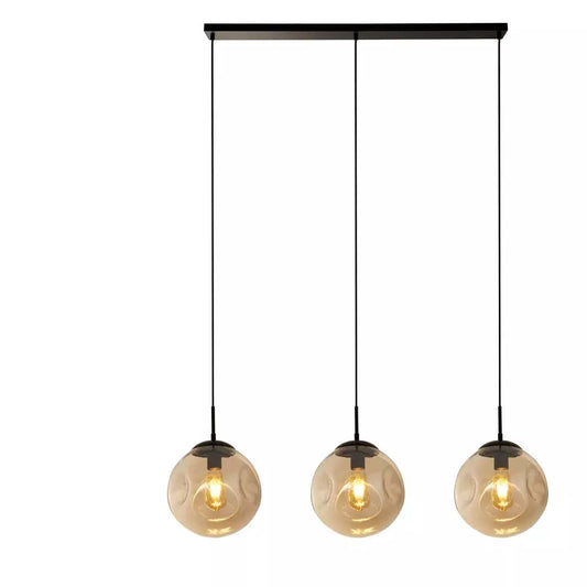 Searchlight Pendant Lights Punch 3Lt Bar Pendant- Black Metal & Champagne Punched Glass - Searchlight Pendant Lights Punch 3Lt Bar Pendant- Black Metal & Champagne Punched Glass