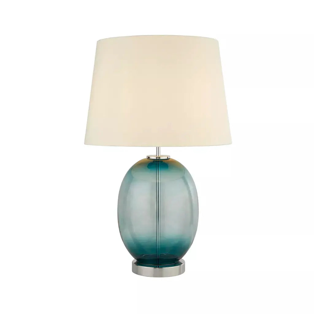 searchlight table lamps Lux & Belle Table Lamp - Teal Glass & White Fabric Shade - searchlight table lamps Lux & Belle Table Lamp - Teal Glass & White Fabric Shade