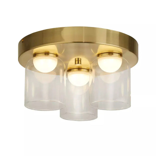 searchlight ceiling lights Highball LED 3Lt Flush , Satin Brass & Clear Glass IP44 - Ceiling Lights searchlight ceiling lights Highball LED 3Lt Flush , Satin Brass & Clear Glass IP44 Ceiling Lights