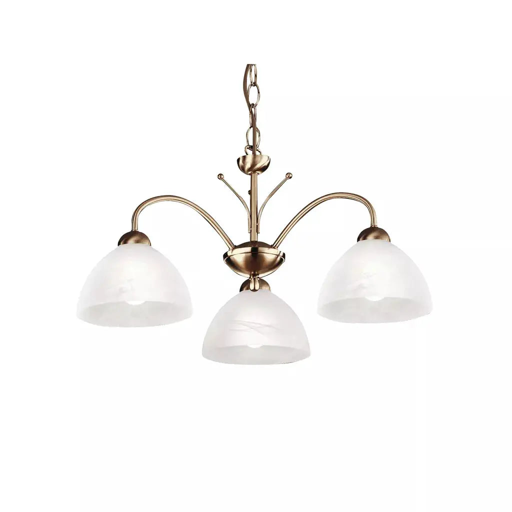 Searchlight Pendant Lights Milanese 3Lt Pendant - Antique Brass Metal & Alabaster Glass - Searchlight Pendant Lights Milanese 3Lt Pendant - Antique Brass Metal & Alabaster Glass