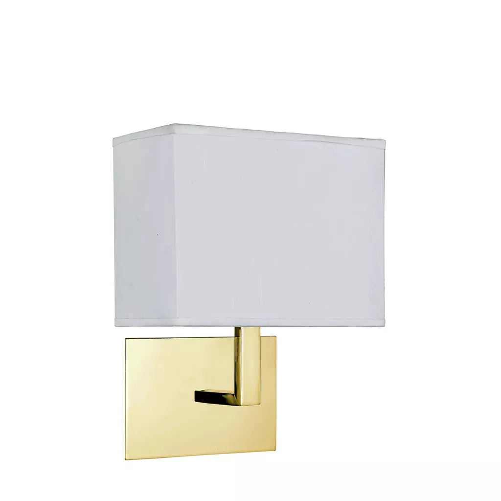 searchlight wall lights Hotel Wall Light - Satin Brass Metal & White Fabric Shade - searchlight wall lights Hotel Wall Light - Satin Brass Metal & White Fabric Shade