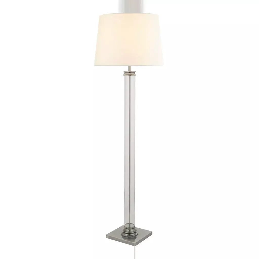 Searchlight Table Lamps Pedestal Floor Lamp - Satin Silver, Glass & Cream Fabric - Floor Lamps Searchlight Table Lamps Pedestal Floor Lamp - Satin Silver, Glass & Cream Fabric Floor Lamps
