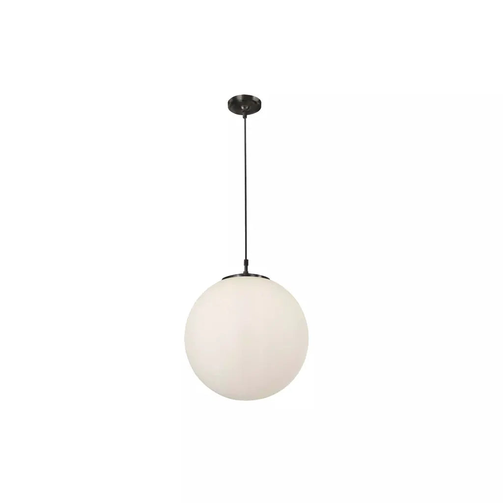 Searchlight Pendant Lights Atom Pendant - Black Metal & Opal Glass (Dia. 40cm) - Searchlight Pendant Lights Atom Pendant - Black Metal & Opal Glass (Dia. 40cm)