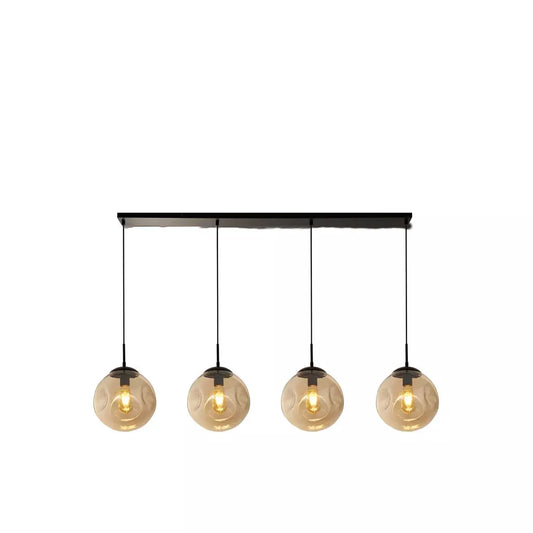 Searchlight Pendant Lights Punch 4Lt Bar Pendant- Black Metal & Champagne Punched Glass - Searchlight Pendant Lights Punch 4Lt Bar Pendant- Black Metal & Champagne Punched Glass