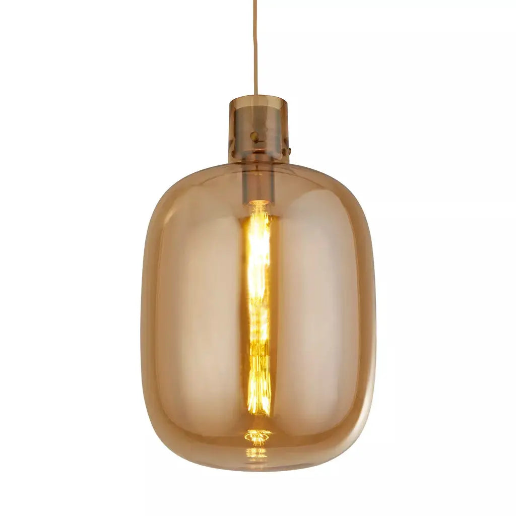 Searchlight Pendant Lights Barrel Pendant - Satin Brass & Amber Glass - Searchlight Pendant Lights Barrel Pendant - Satin Brass & Amber Glass