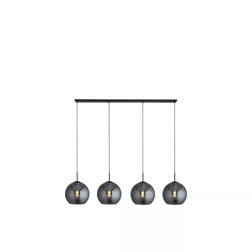 Searchlight Pendant Lights Amsterdam 4Lt Bar Pendant - Black Metal & Smoked Glass - Searchlight Pendant Lights Amsterdam 4Lt Bar Pendant - Black Metal & Smoked Glass