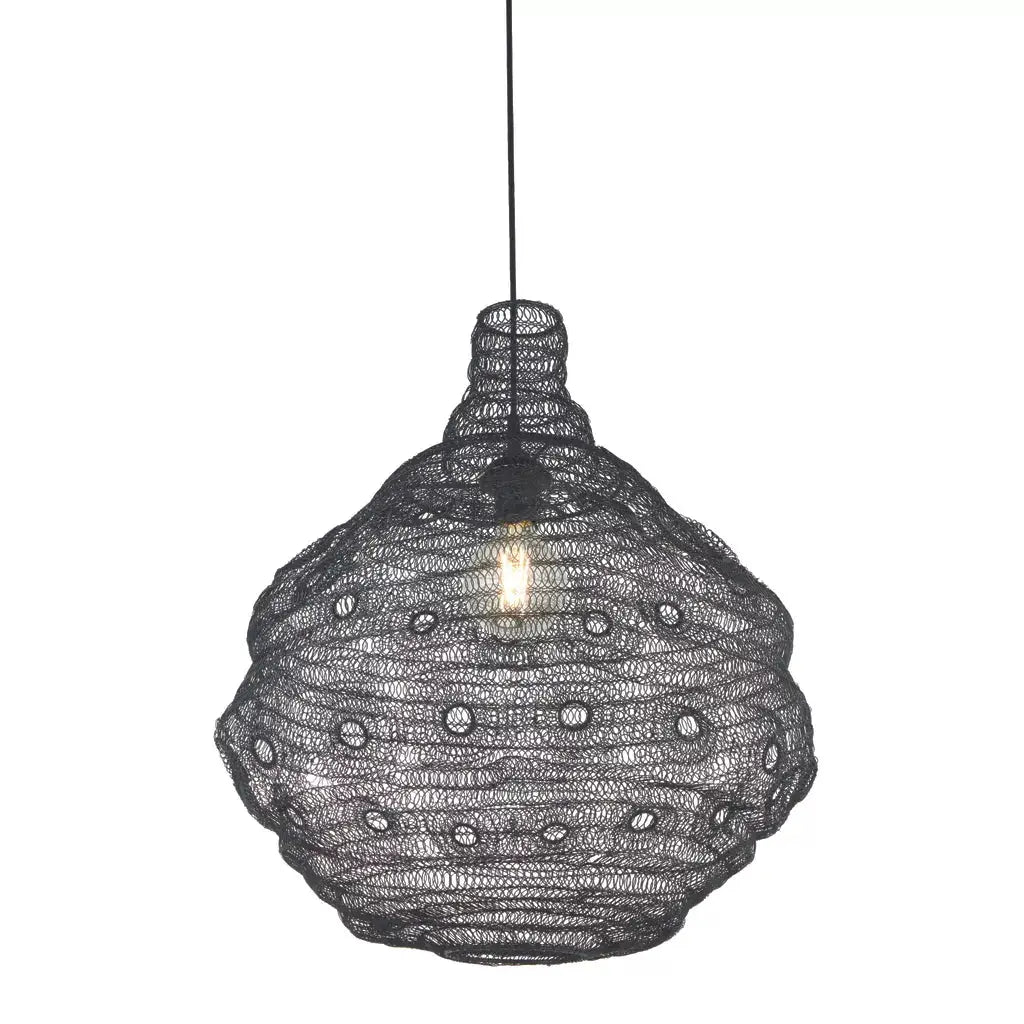Searchlight Pendant Lights Lux & Belle Large Collapsible Mesh Pendant - Matt Black - Searchlight Pendant Lights Lux & Belle Large Collapsible Mesh Pendant - Matt Black