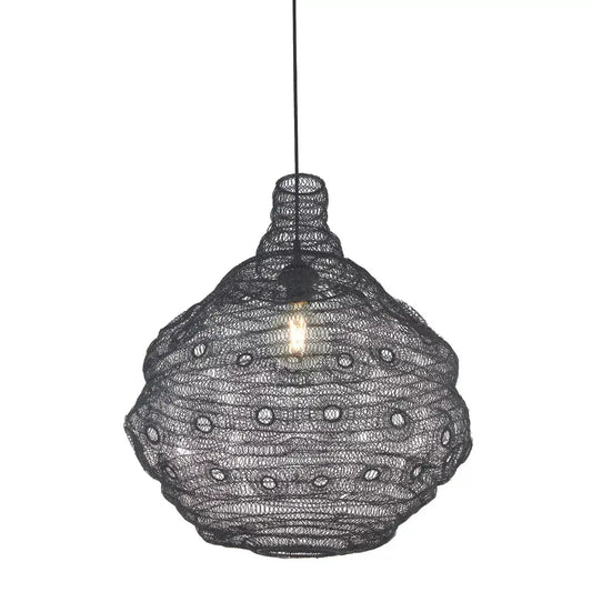 Searchlight Pendant Lights Lux & Belle Large Collapsible Mesh Pendant - Matt Black - Searchlight Pendant Lights Lux & Belle Large Collapsible Mesh Pendant - Matt Black