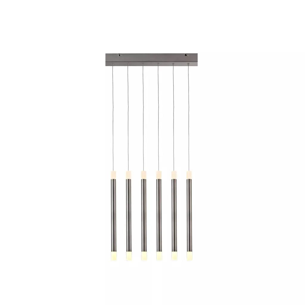 Searchlight Pendant Lights Tubes 6Lt Led Bar Pendant Satin Nickel - Searchlight Pendant Lights Tubes 6Lt Led Bar Pendant Satin Nickel