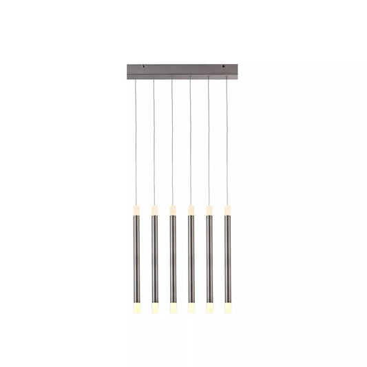 Searchlight Pendant Lights Tubes 6Lt Led Bar Pendant Satin Nickel - Searchlight Pendant Lights Tubes 6Lt Led Bar Pendant Satin Nickel
