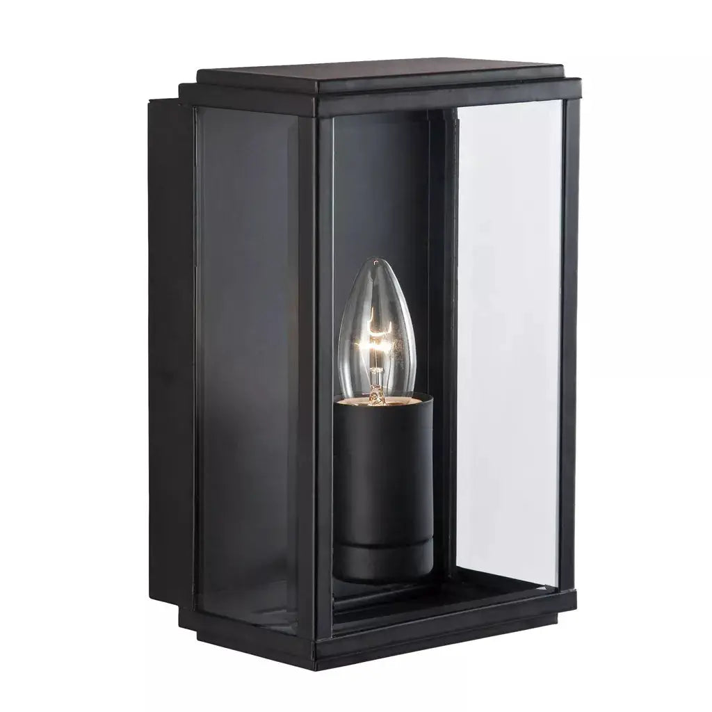 outdoor walllights Box Outdoor Wall Light - Black Metal & Glass - outdoor walllights Box Outdoor Wall Light - Black Metal & Glass