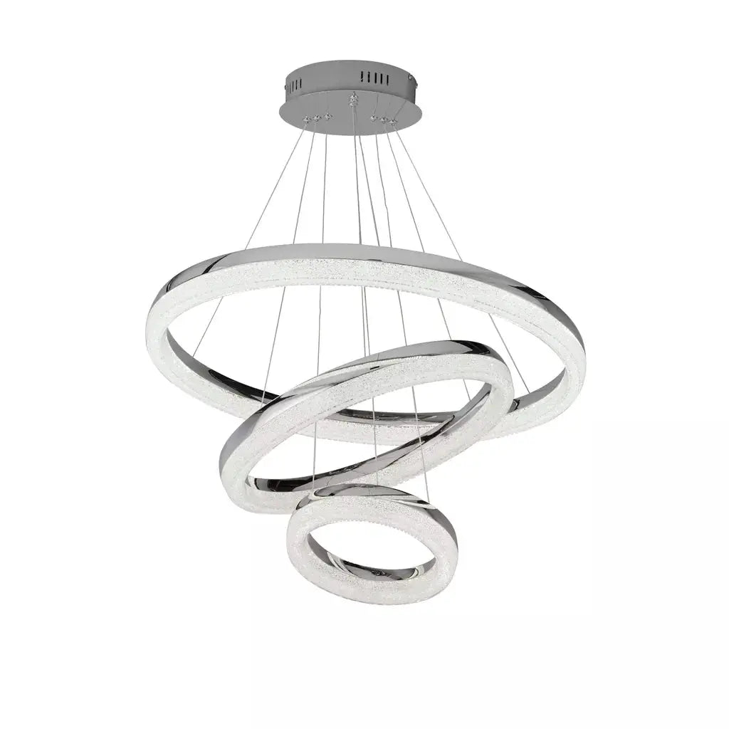 Searchlight Pendant Lights Circle 3Lt Pendant - Chrome Metal & Crushed Ice Effect Glass - Searchlight Pendant Lights Circle 3Lt Pendant - Chrome Metal & Crushed Ice Effect Glass