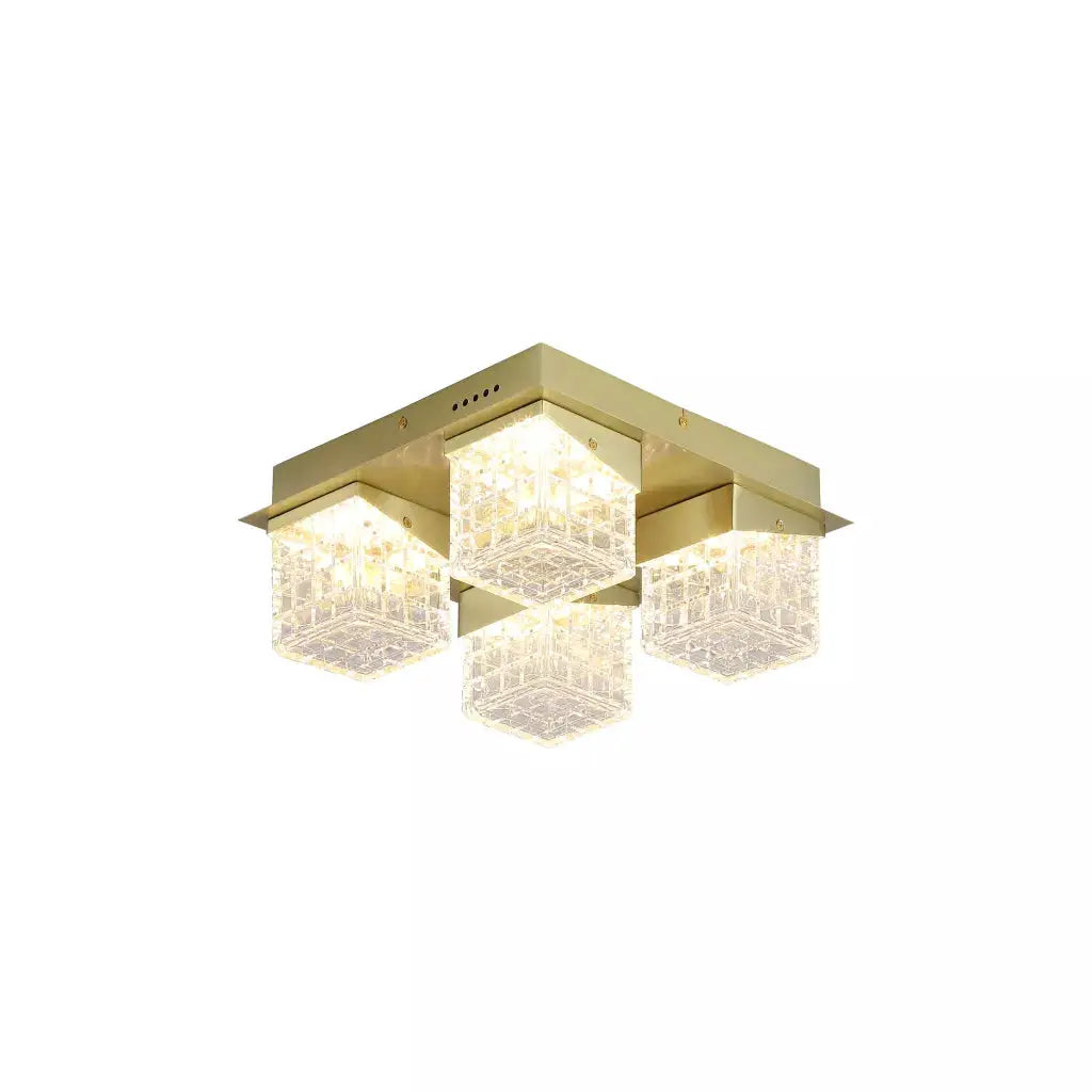 searchlight ceiling lights Cuboid 4Lt Flush ,Satin Brass Metal with Clear Acrylic - Ceiling Lights searchlight ceiling lights Cuboid 4Lt Flush ,Satin Brass Metal with Clear Acrylic Ceiling Lights