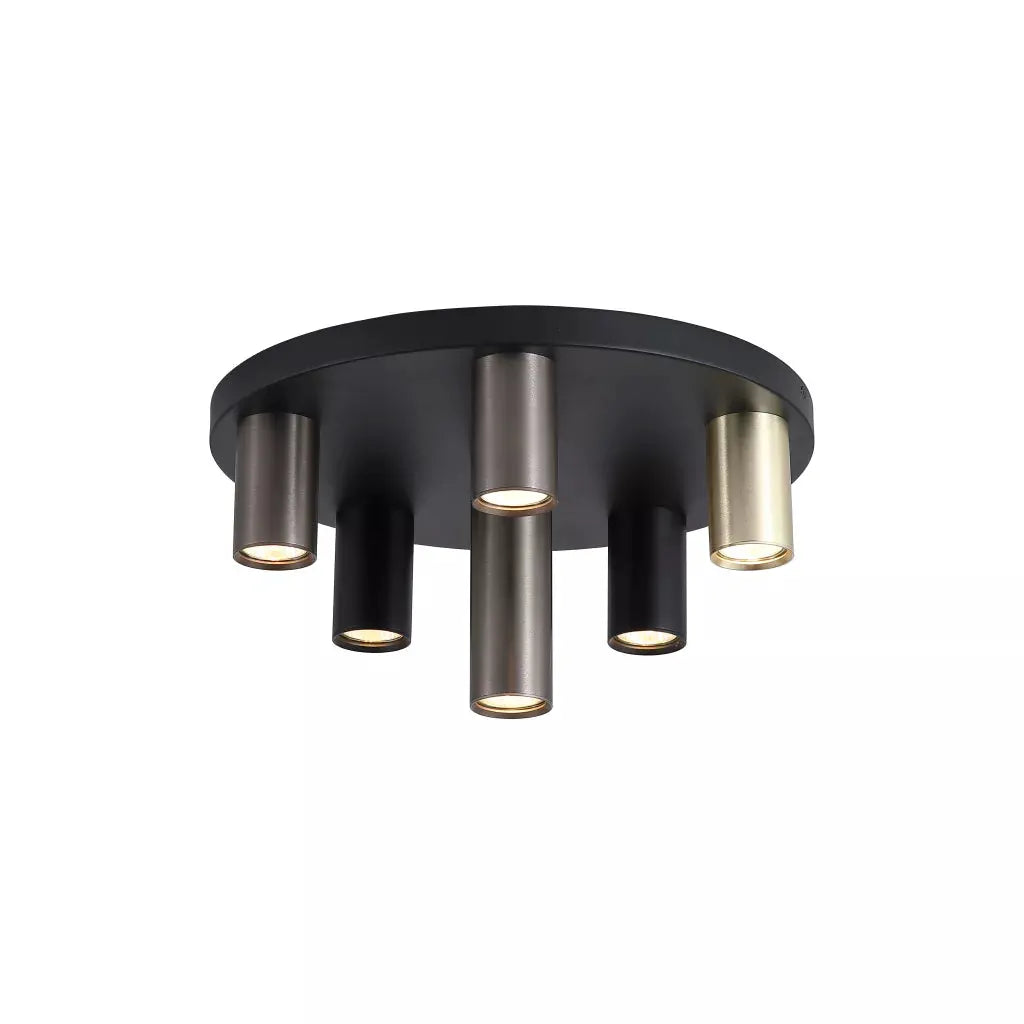 Searchlight Tubes 6Lt Flush, Black Metal, Anodized Bronze, Brass - Ceiling Lights Searchlight Tubes 6Lt Flush, Black Metal, Anodized Bronze, Brass Ceiling Lights
