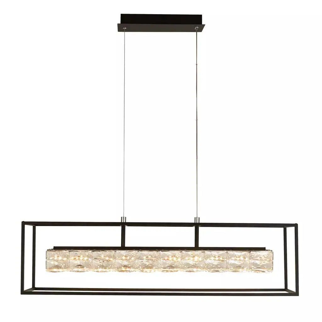 Searchlight Pendant Lights Elevator LED Pendant - Matt Black Frame & Crystal Centre - Searchlight Pendant Lights Elevator LED Pendant - Matt Black Frame & Crystal Centre