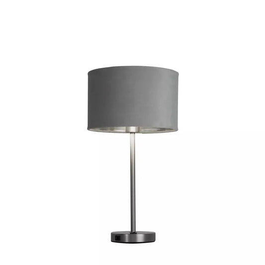 searchlight table lamps Finn USB Table Lamp - Satin Nickel Metal & Grey Velvet Shade - searchlight table lamps Finn USB Table Lamp - Satin Nickel Metal & Grey Velvet Shade