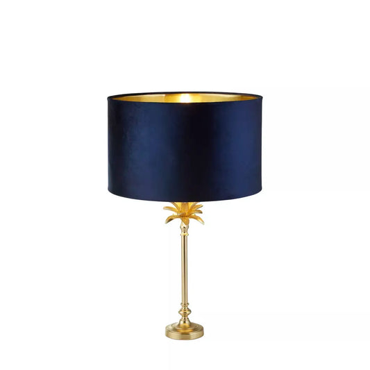 searchlight table lamps Palm Table Lamp - Satin Brass Metal & Navy Velvet Shade - searchlight table lamps Palm Table Lamp - Satin Brass Metal & Navy Velvet Shade