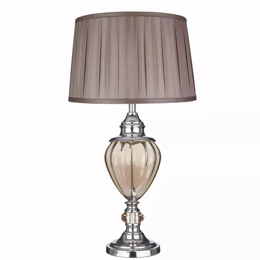 searchlight table lamps Greyson Table Lamp - Chrome, Amber Glass & Brown Shade - searchlight table lamps Greyson Table Lamp - Chrome, Amber Glass & Brown Shade