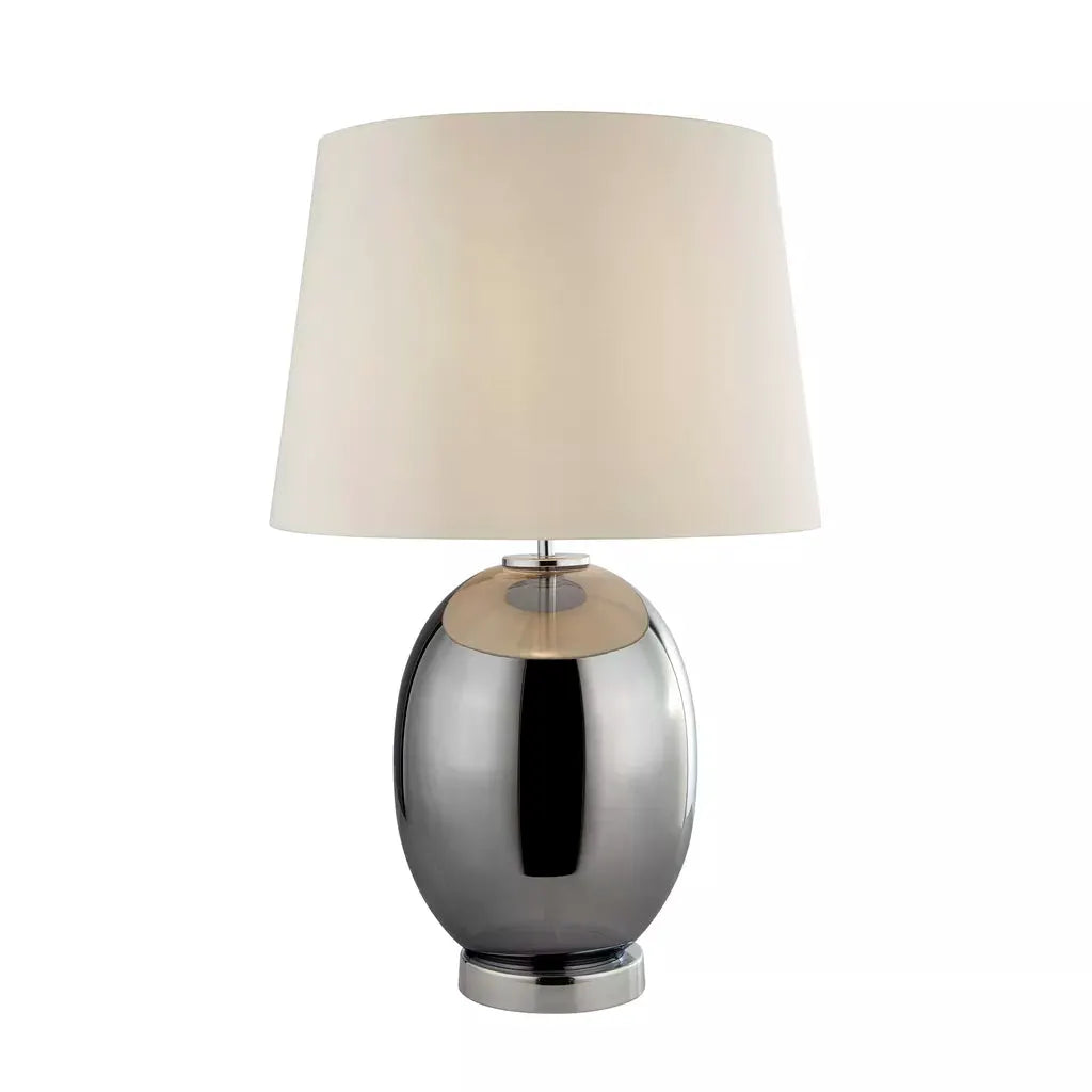 searchlight table lamps Lux & Belle Table Lamp - Smoked Glass, Chrome & White Shade - searchlight table lamps Lux & Belle Table Lamp - Smoked Glass, Chrome & White Shade