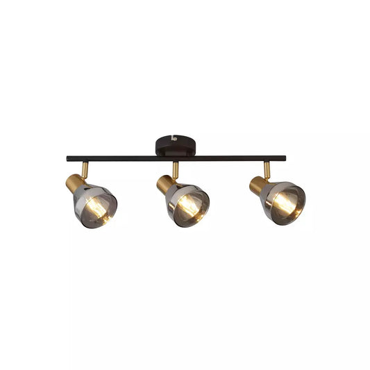 searchlight spots Westminster 3Lt Spot-Black, Satin Brass Metal & Smoked Glass - searchlight spots Westminster 3Lt Spot-Black, Satin Brass Metal & Smoked Glass