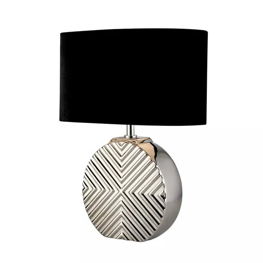 searchlight table lamps Regen Table Lamp - Chrome Ceramic with Black Fabric Shade - searchlight table lamps Regen Table Lamp - Chrome Ceramic with Black Fabric Shade