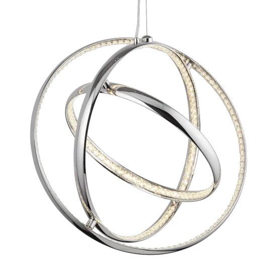 Searchlight Pendant Lights Rings LED 3Lt Ceiling Pendant - Chrome & Clear Crystal - Searchlight Pendant Lights Rings LED 3Lt Ceiling Pendant - Chrome & Clear Crystal