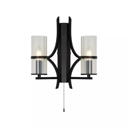 searchlight wall lights Lux & Belle 2Lt Wall Light - Matt Black Metal & Ribbed Glass - searchlight wall lights Lux & Belle 2Lt Wall Light - Matt Black Metal & Ribbed Glass