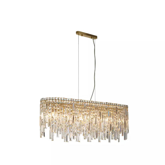 Searchlight Pendant Lights Lux & Belle 8LT Bar Pendant -SatinBrass Metal & Clear Crysta - Searchlight Pendant Lights Lux & Belle 8LT Bar Pendant -SatinBrass Metal & Clear Crysta