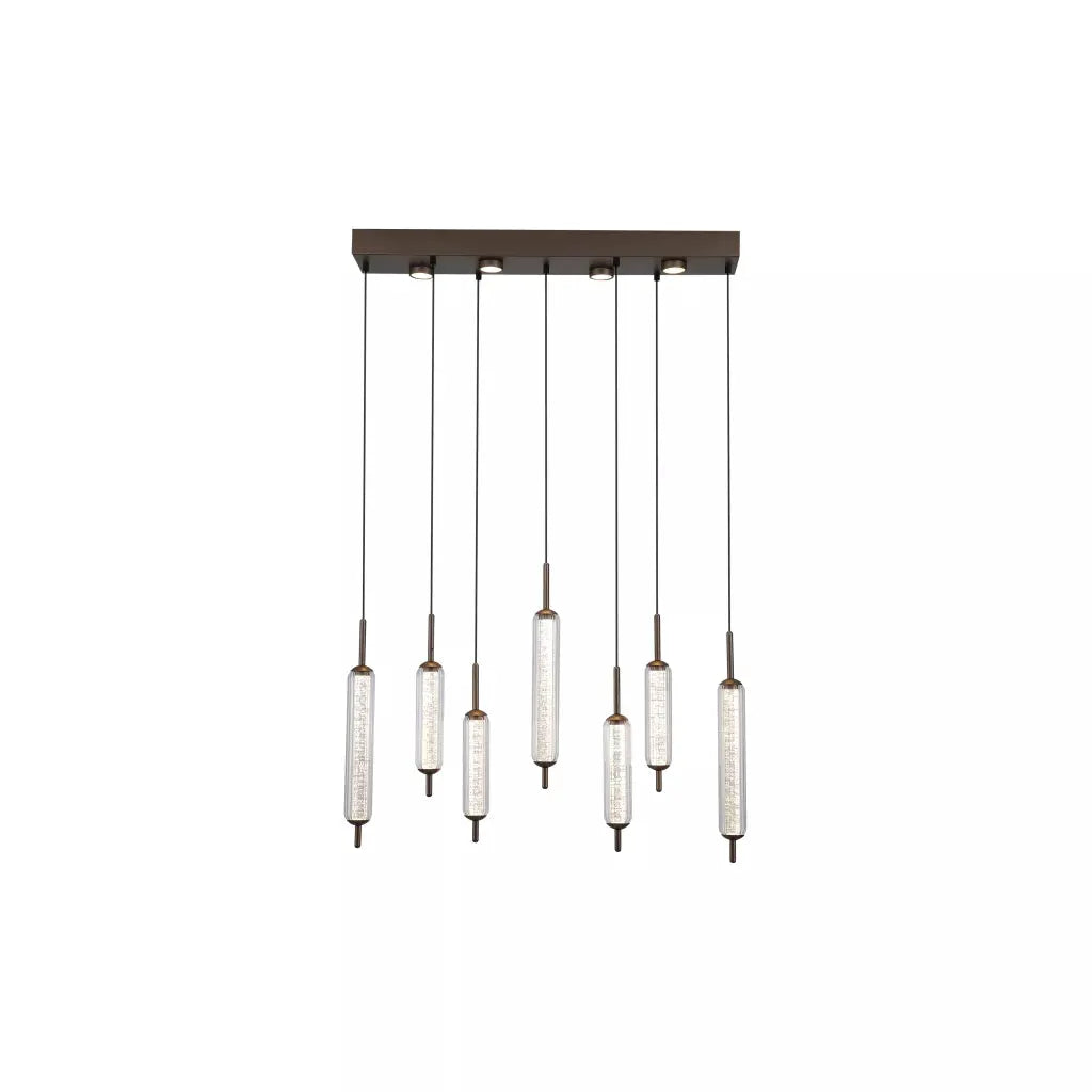Searchlight Pendant Lights Cattail 7Lt LED Pendant lamp Latte metal with clear glass - Searchlight Pendant Lights Cattail 7Lt LED Pendant lamp Latte metal with clear glass