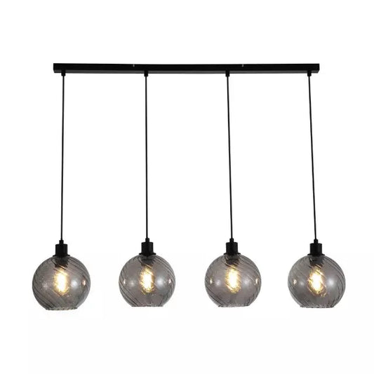 Searchlight Pendant Lights Radiance 4Lt Bar Pendant, Black Metal and Smoked Glass - Searchlight Pendant Lights Radiance 4Lt Bar Pendant, Black Metal and Smoked Glass